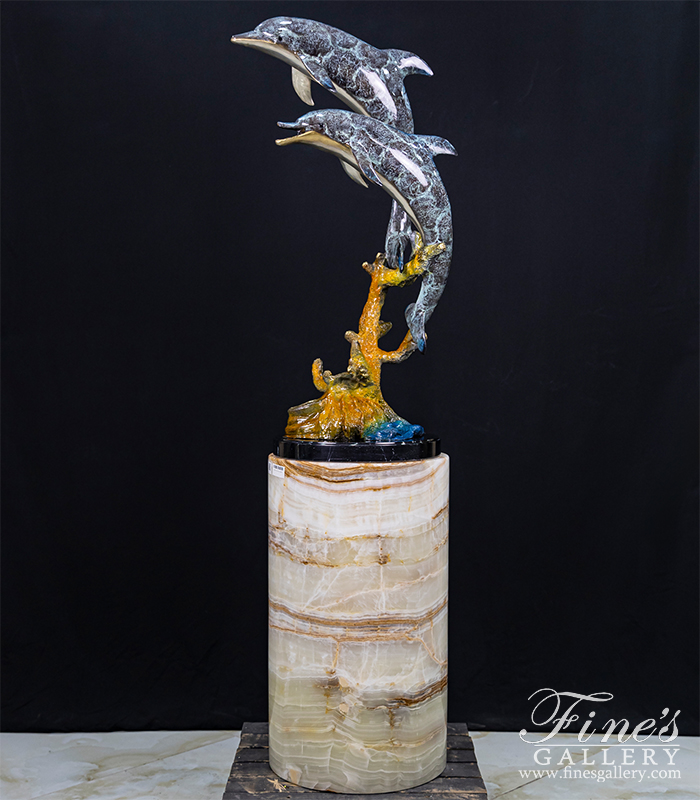 Bronze Statues  - Twin Dolphin Bronze Statue - BS-1323